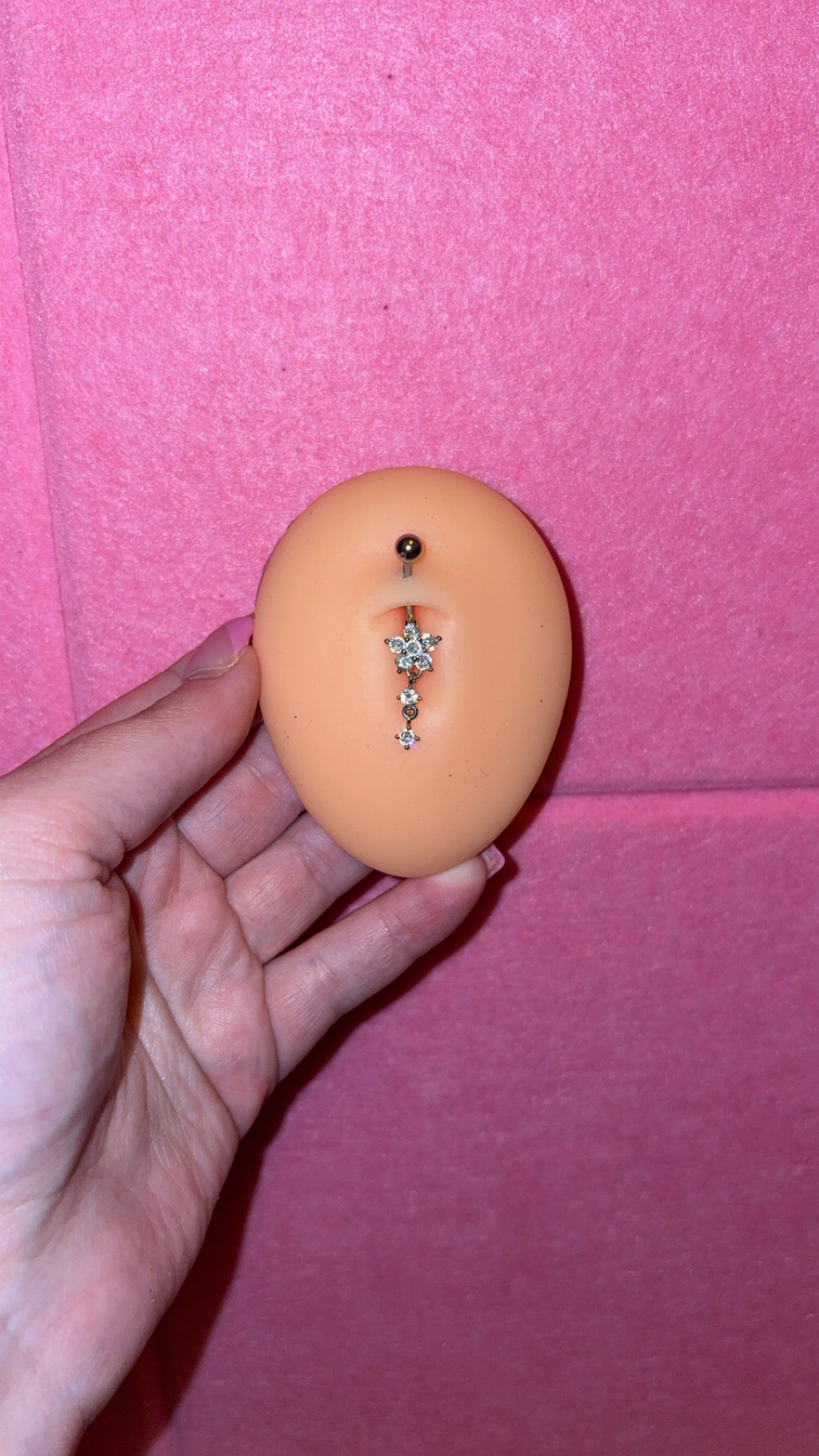 Silver flower belly ring