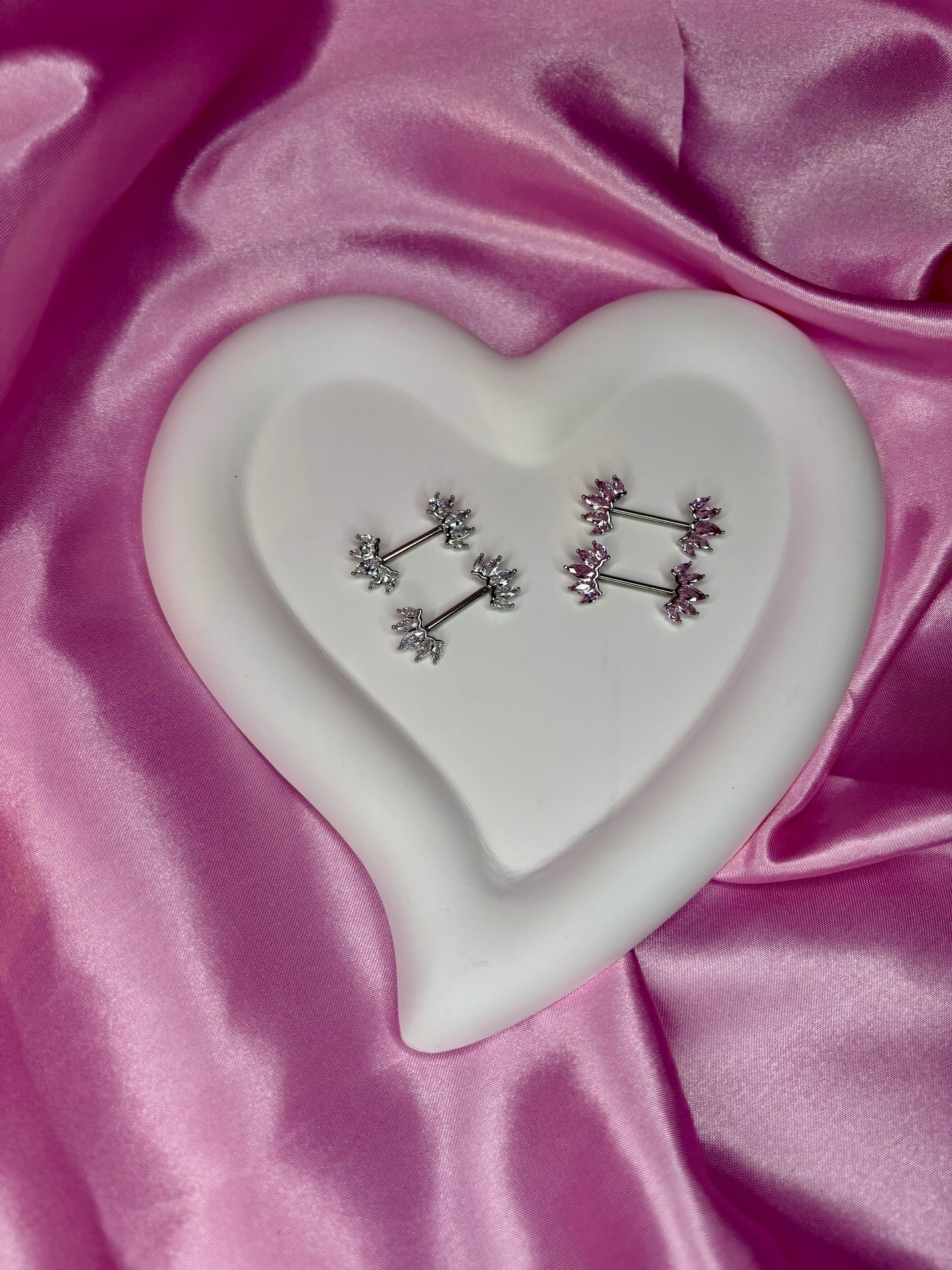 Diamond halves nipple ring