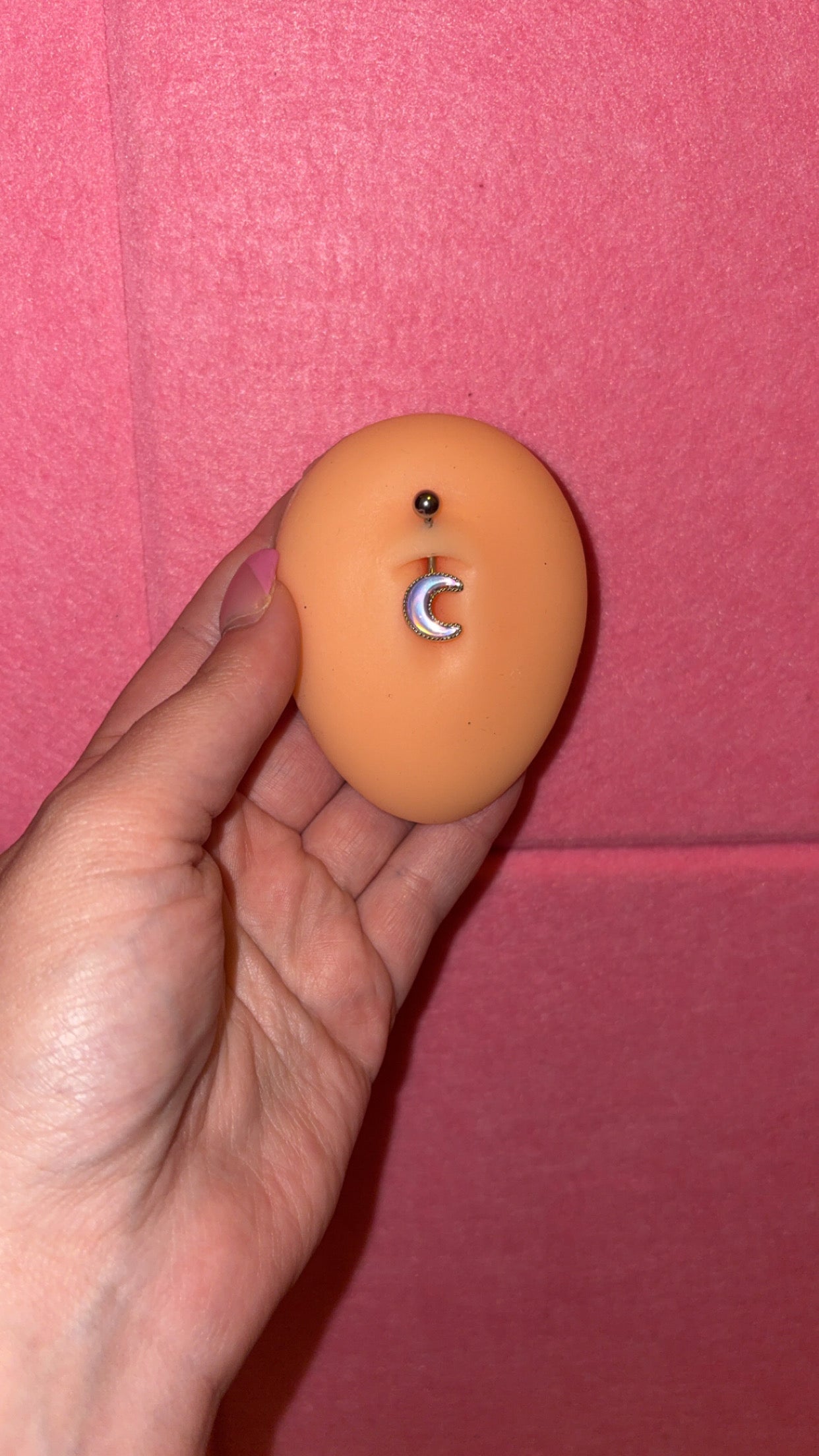 Holographic moon belly ring