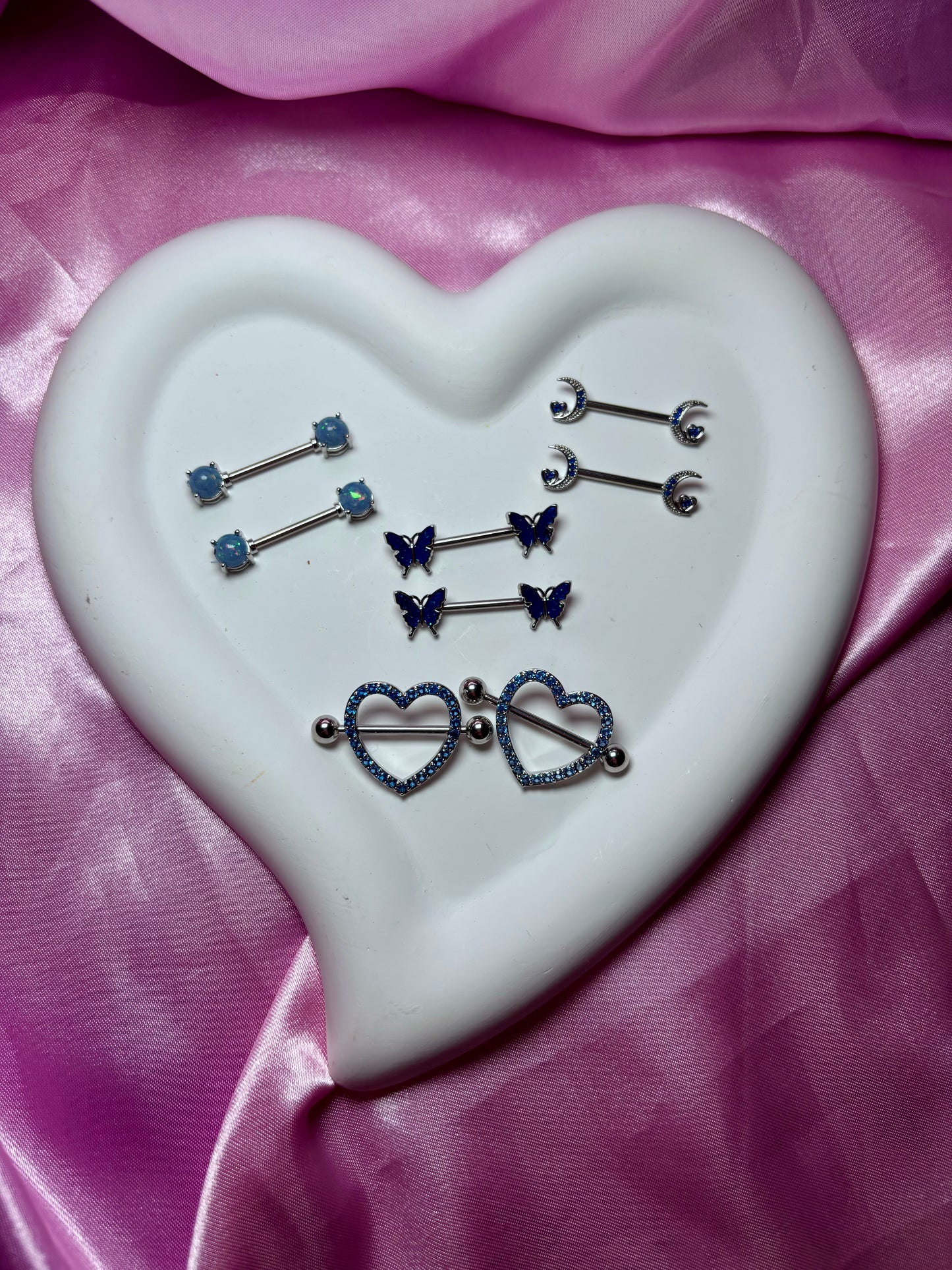 Blue nipple rings