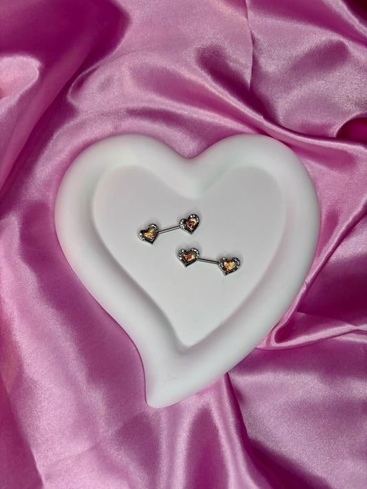Colorful heart nipple ring