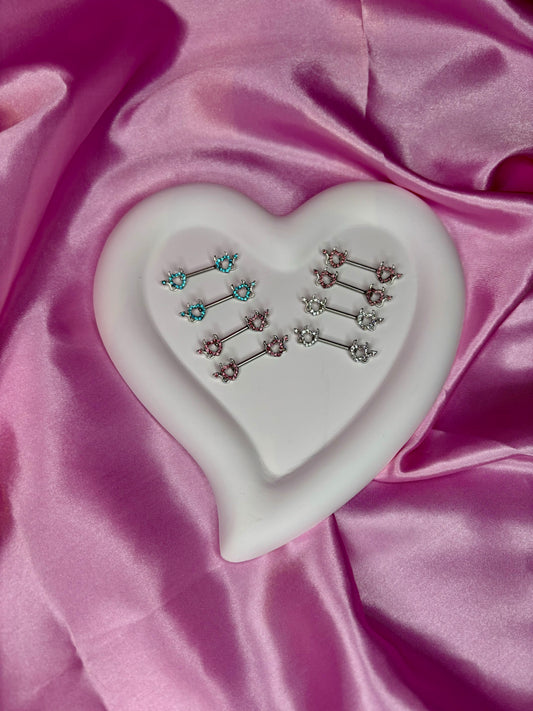 Evil heart nipple rings