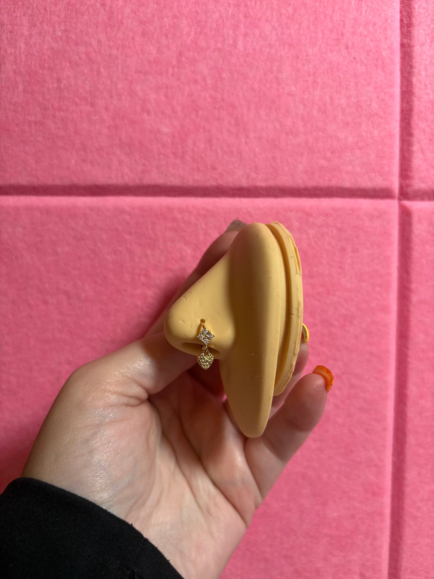 Textured gold heart nose ring