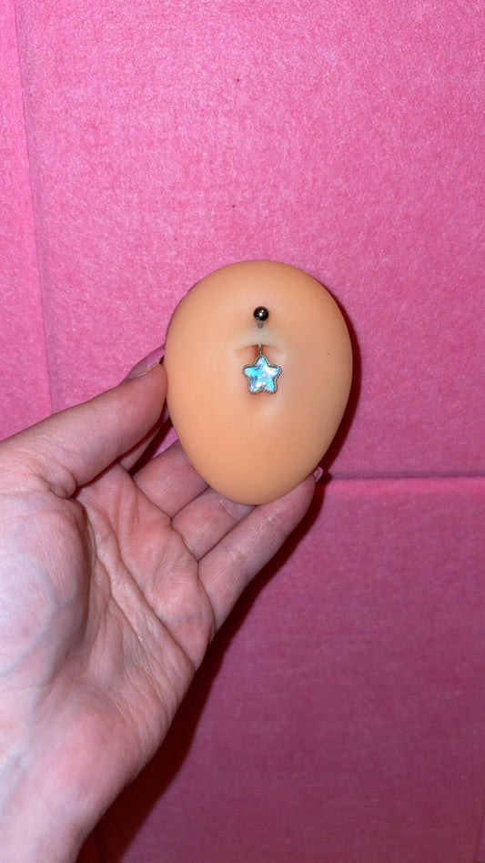 Holographic star belly ring