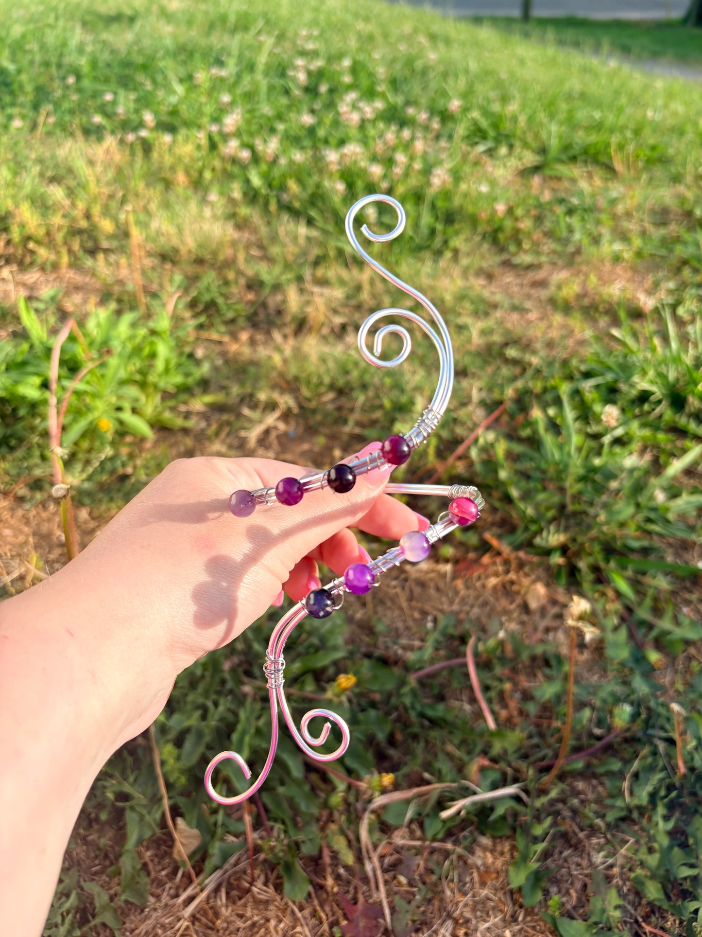 Purple beaded arm cuff