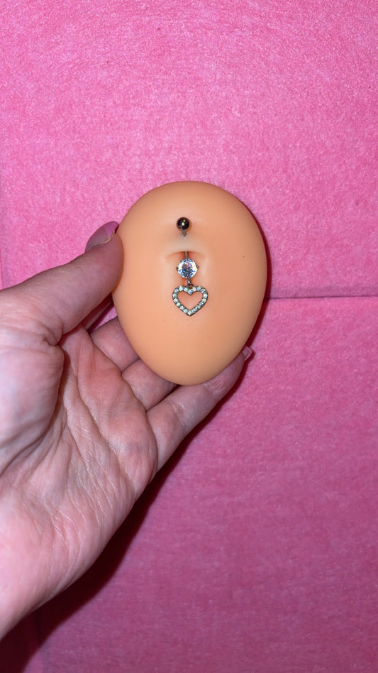 Dangle heart belly ring
