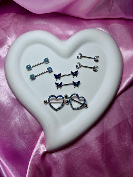 Blue nipple rings